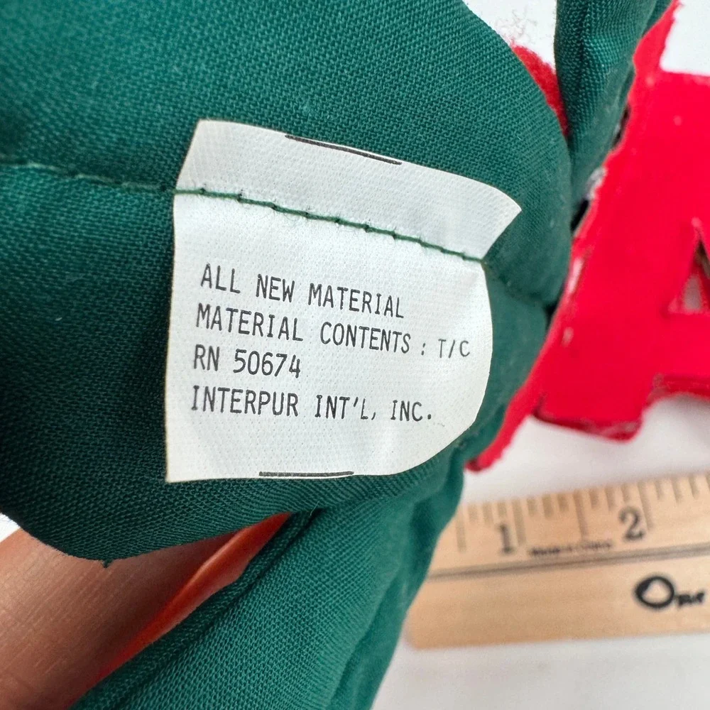 Vtg 3D Fabric Merry Christmas Holiday Lettering Holly Attached 45in length READ